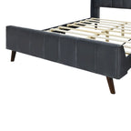 Lit plateforme rembourré grand format en velours