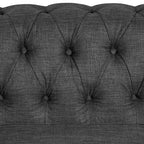 Canapé Chesterfield en lin avec boutons touffetés, clous décoratifs et pieds en bois massif pour salon - Morden Fort