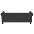 Canapé Chesterfield en lin avec boutons touffetés, clous décoratifs et pieds en bois massif pour salon - Morden Fort