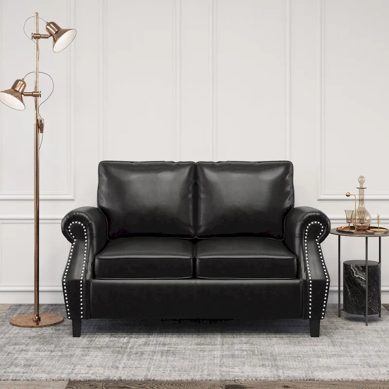Lawton Faux Leather Loveseat with Nailhead Trim by Christopher Knight Home