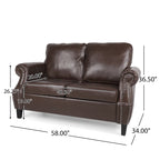 Lawton Faux Leather Loveseat with Nailhead Trim by Christopher Knight Home