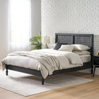 Lorent Acacia Wood and Rattan Queen Bed by Christopher Knight Home
