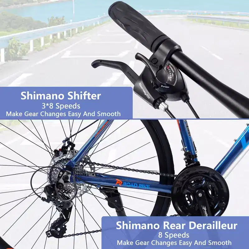 Road Bike With 24 Speeds Drivetrain, 700C Bike With Disc Brakes, Lightweight City Bike Aluminum Alloy Frame,Road Hybrid Bike
