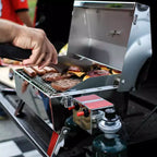 Barbecue au propane portable Camco Grill-Stow N Go 125 avec allumeur à bouton-poussoir, thermomètre et sac de rangement pour VR, hayon arrière et camping