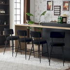 Set of 2/Set of 4 Modern Teddy Fabric Upholstered Bar Stools with Metal Base