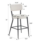 Set of 2/Set of 4 Modern Teddy Fabric Upholstered Bar Stools with Metal Base