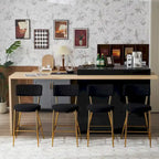 Set of 2/Set of 4 Modern Teddy Fabric Upholstered Bar Stools with Metal Base