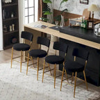 Set of 2/Set of 4 Modern Teddy Fabric Upholstered Bar Stools with Metal Base