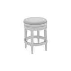 HomeRoots 26 White Solid Wood and Fabric Backless Counter Height Swivel Bar Chair
