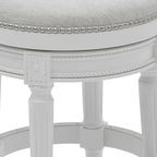 HomeRoots 26 White Solid Wood and Fabric Backless Counter Height Swivel Bar Chair
