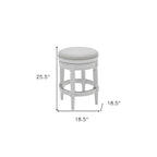 HomeRoots 26 White Solid Wood and Fabric Backless Counter Height Swivel Bar Chair