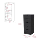 Basilea Narrow Dresser with 5 Drawers, White