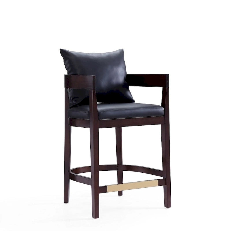 Counter Height Bar Stool with Backrest - Beech Wood - 34 Inch