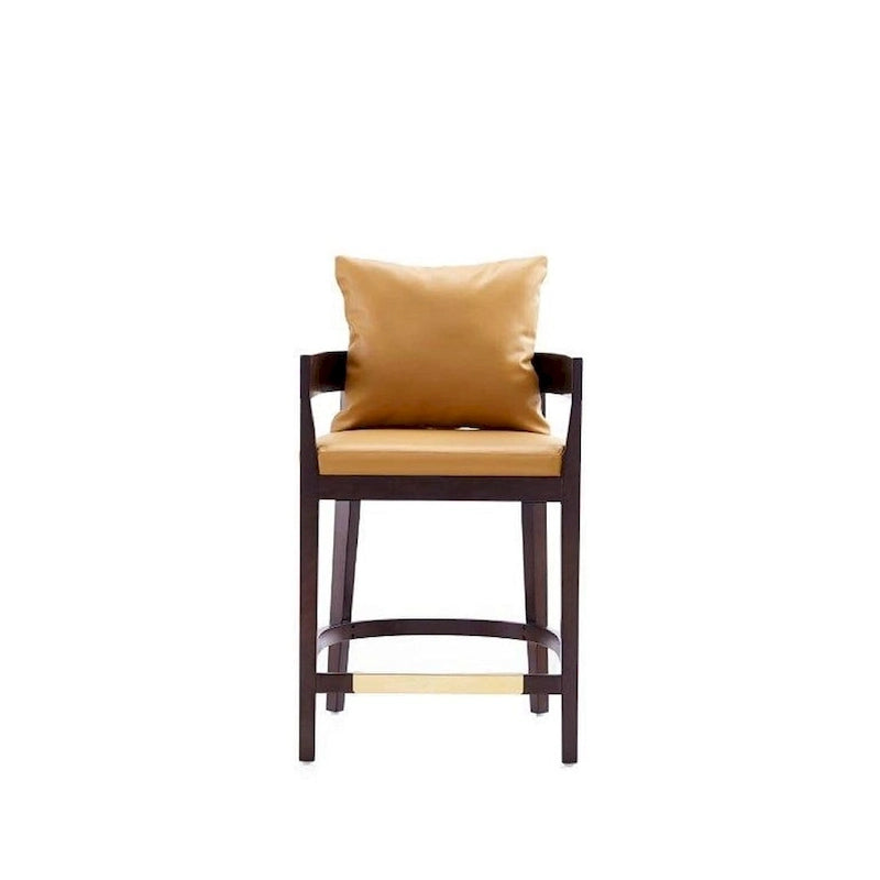 Counter Height Bar Stool with Backrest - Beech Wood - 34 Inch