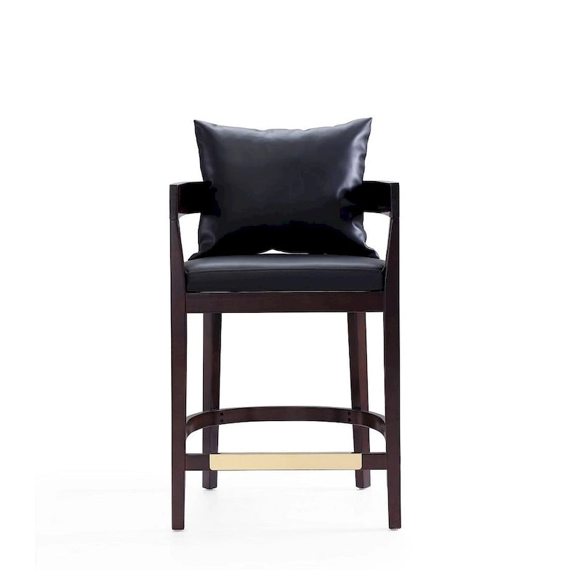 Counter Height Bar Stool with Backrest - Beech Wood - 34 Inch