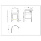 Counter Height Bar Stool with Backrest - Beech Wood - 34 Inch