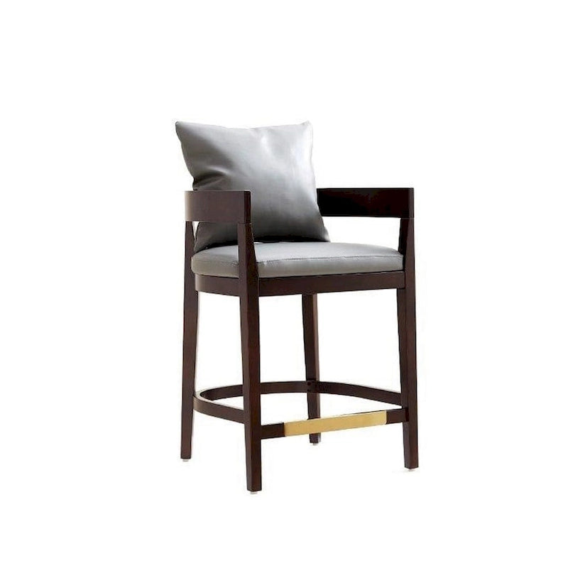 Counter Height Bar Stool with Backrest - Beech Wood - 34 Inch