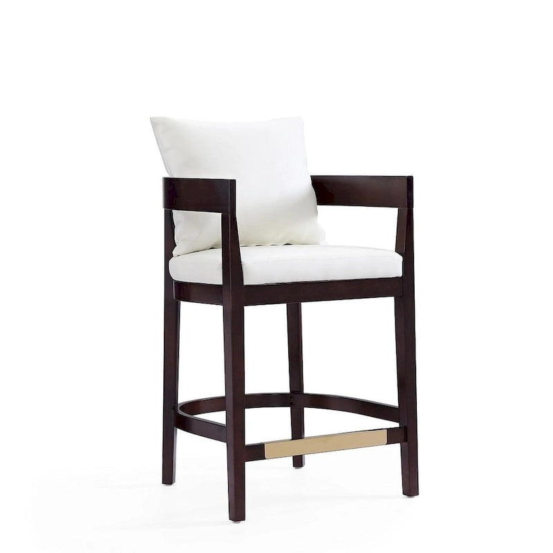 Counter Height Bar Stool with Backrest - Beech Wood - 34 Inch