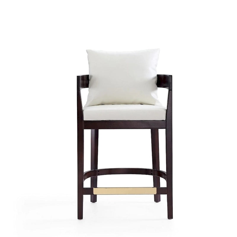 Counter Height Bar Stool with Backrest - Beech Wood - 34 Inch