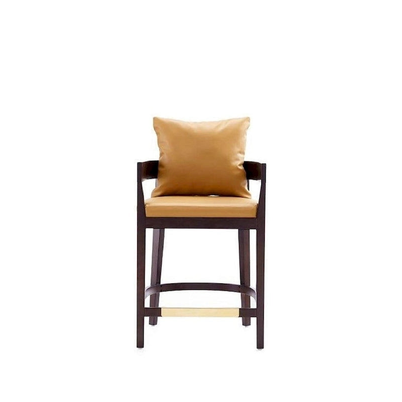 Counter Height Bar Stool with Backrest - Beech Wood - 34 Inch