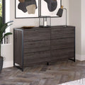 6-Drawer Dresser with Black Metal Frame - 57 Inch