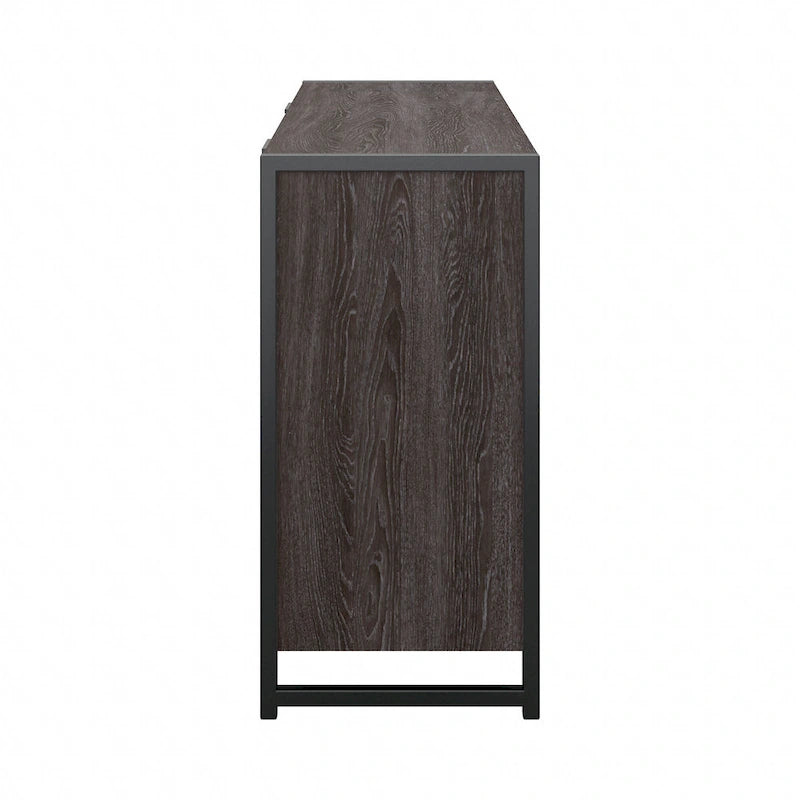6-Drawer Dresser with Black Metal Frame - 57 Inch