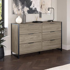 6-Drawer Dresser with Black Metal Frame - 57 Inch