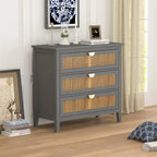 Natural Rattan Storage Cabinet 3 Drawer Chest