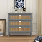Natural Rattan Storage Cabinet 3 Drawer Chest