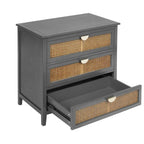 Natural Rattan Storage Cabinet 3 Drawer Chest