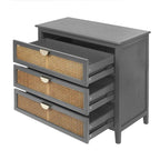 Natural Rattan Storage Cabinet 3 Drawer Chest