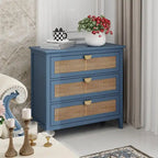 Natural Rattan Storage Cabinet 3 Drawer Chest