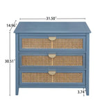 Natural Rattan Storage Cabinet 3 Drawer Chest