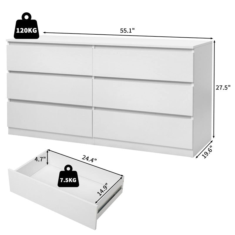 Modern Wood Dresser for Bedroom with Wide Drawers