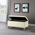 Banc de rangement HomePop en sherpa rembourré - Crème