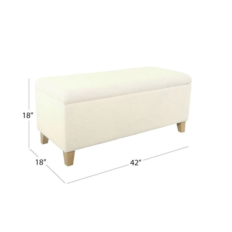 Banc de rangement HomePop en sherpa rembourré - Crème