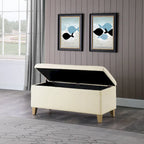 Banc de rangement HomePop en sherpa rembourré - Crème