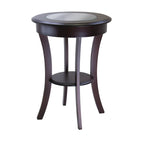 Table d'appoint ronde, Table d'entrée avec plateau en verre et pieds incurvés