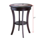 Table d'appoint ronde, Table d'entrée avec plateau en verre et pieds incurvés
