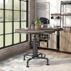 Table de comptoir ronde noire antique avec base en bouche d'incendie - 45 pouces - 4 places