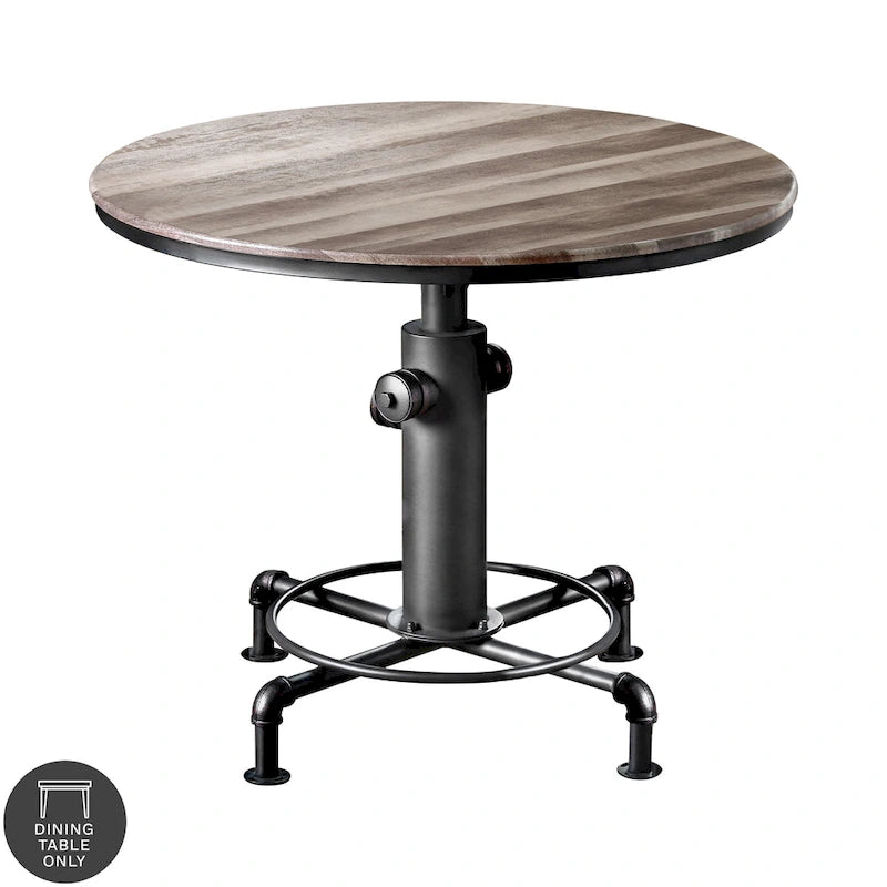 Table de comptoir ronde noire antique avec base en bouche d'incendie - 45 pouces - 4 places