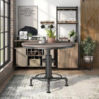Table de comptoir ronde noire antique avec base en bouche d'incendie - 45 pouces - 4 places