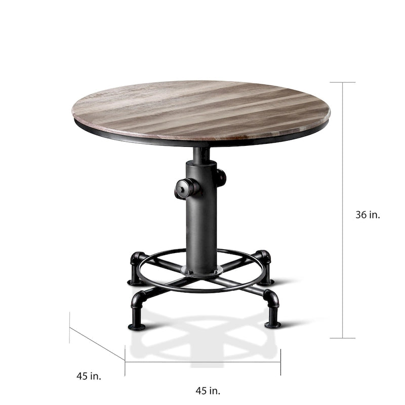 Table de comptoir ronde noire antique avec base en bouche d'incendie - 45 pouces - 4 places