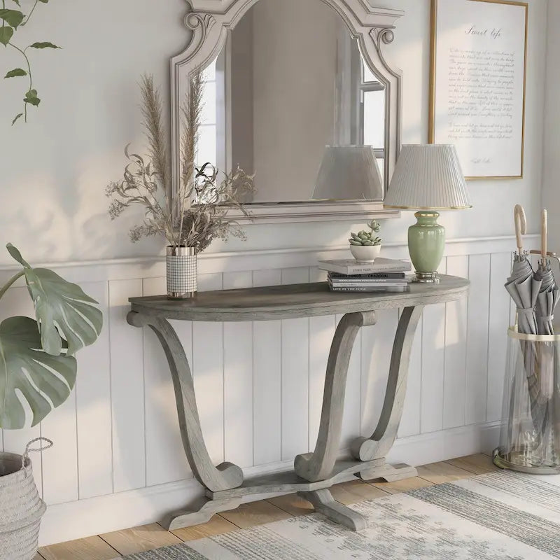 DH BASIC Farmhouse Vintage Grey Oak 48-inch Entryway Console Table by Denhour