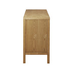 Meuble de rangement 2 portes en bois naturel géométrique avec étagères réglables