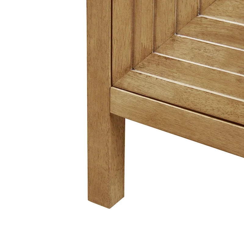 Meuble de rangement 2 portes en bois naturel géométrique avec étagères réglables