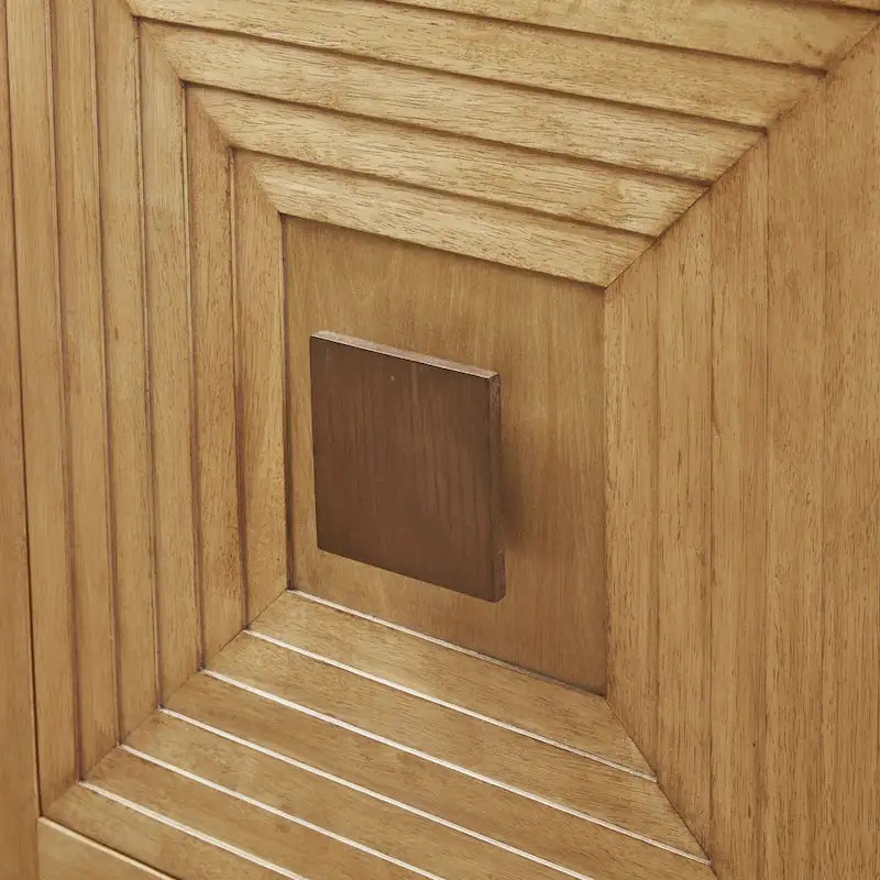 Meuble de rangement 2 portes en bois naturel géométrique avec étagères réglables