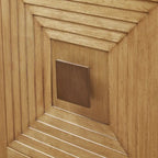 Meuble de rangement 2 portes en bois naturel géométrique avec étagères réglables