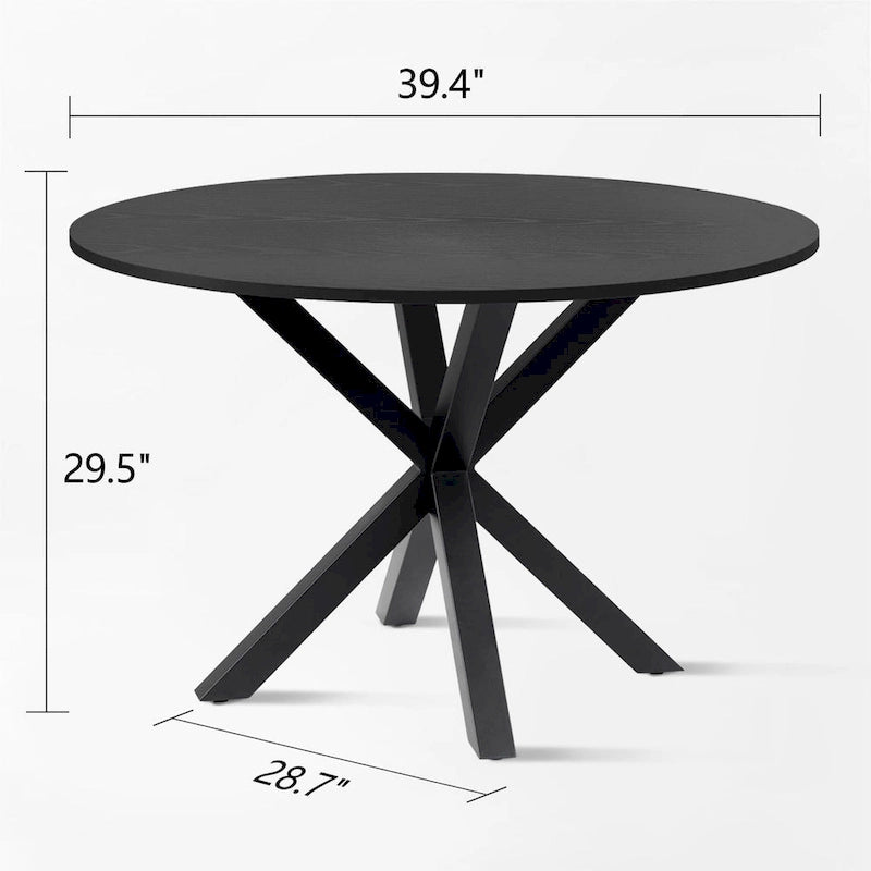 Table de salle à manger ronde en bois noir