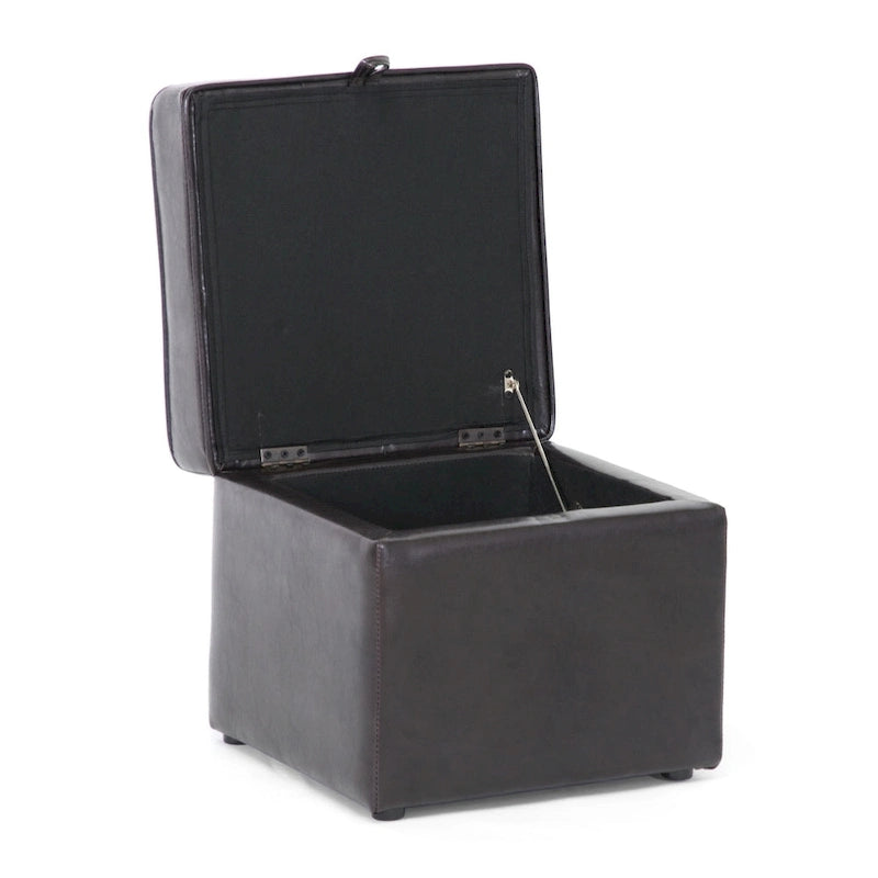 Dark Brown Faux Leather Storage Ottoman